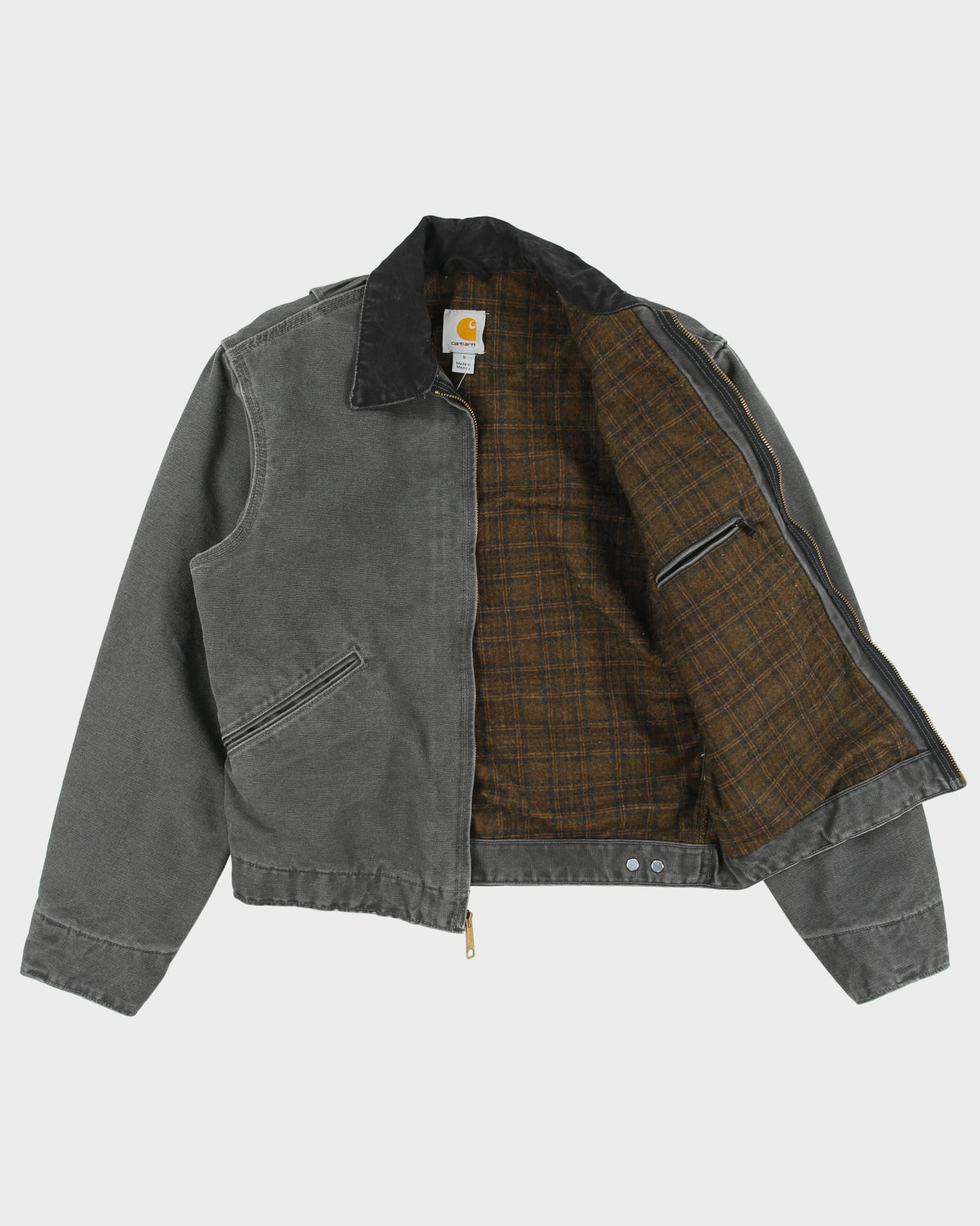 Vintage Carhartt J97 GVL Gravel Detroit Blanket Lined Sandstone Duck Canvas Workwear Jacket - S