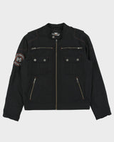 Vintage Y2K 00s Harley Davidson Chain Stitch Canvas Shell Cafe Racer Moto Jacket - M