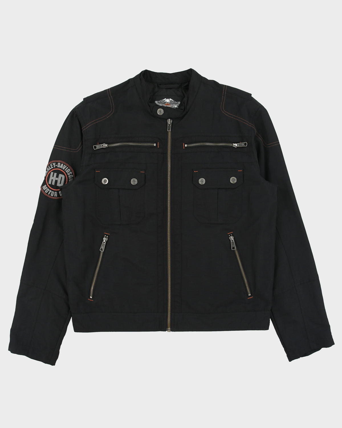 Vintage Y2K 00s Harley Davidson Chain Stitch Canvas Shell Cafe Racer Moto Jacket - M