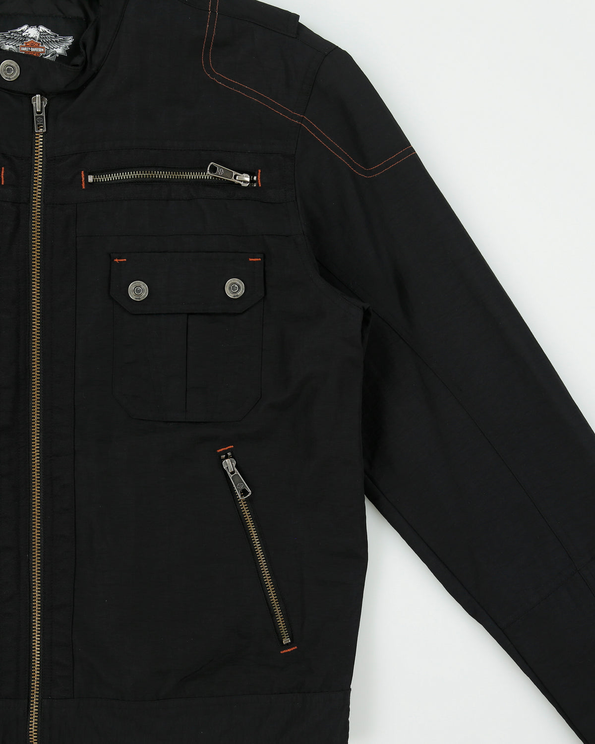 Vintage Y2K 00s Harley Davidson Chain Stitch Canvas Shell Cafe Racer Moto Jacket - M