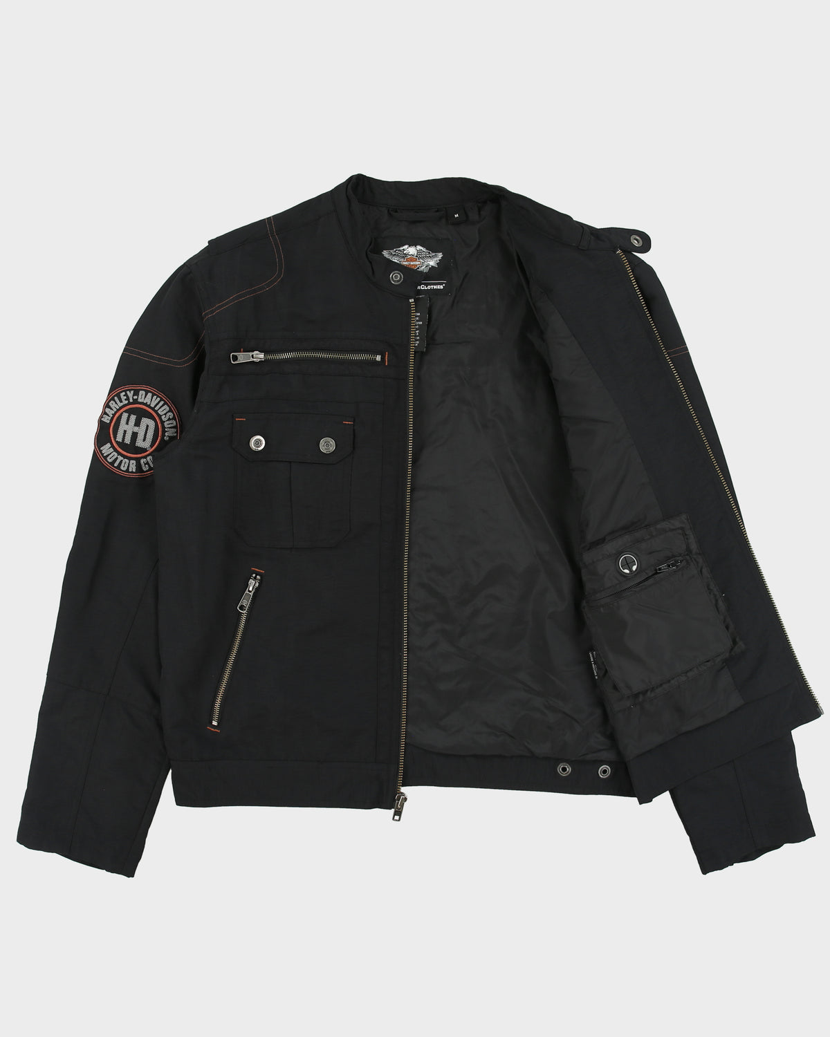 Vintage Y2K 00s Harley Davidson Chain Stitch Canvas Shell Cafe Racer Moto Jacket - M