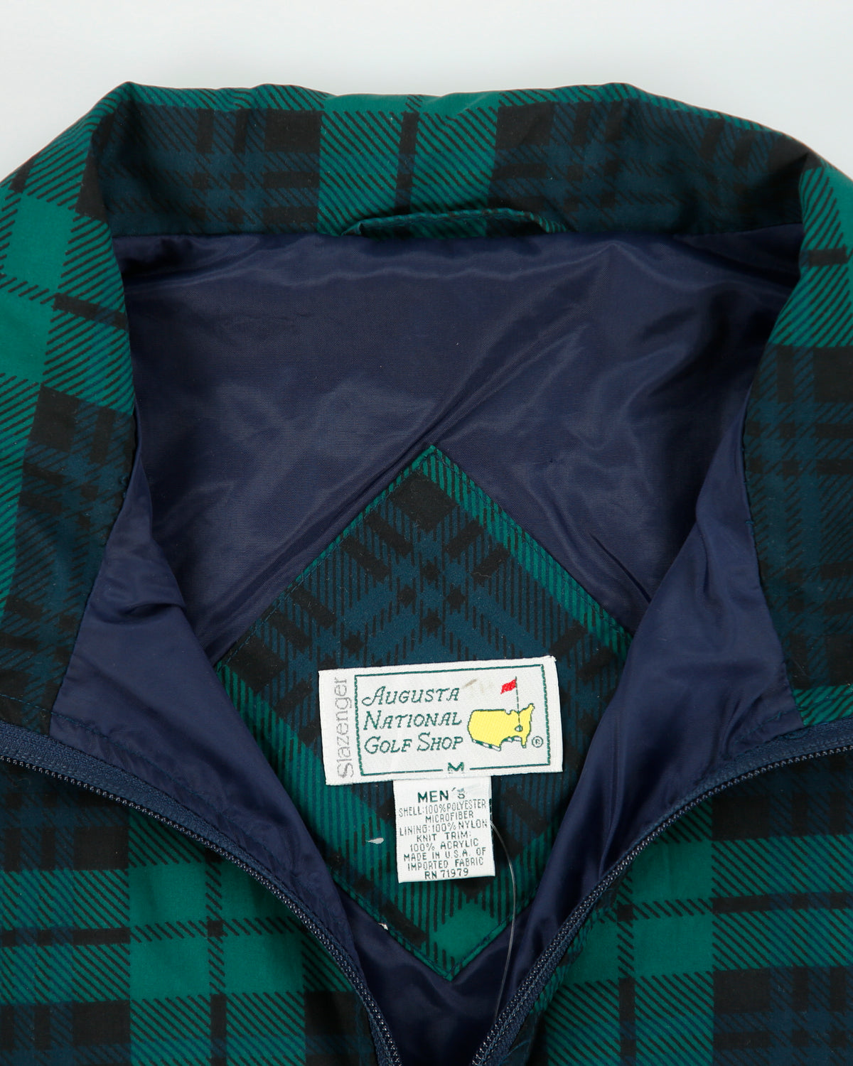 Vintage 1996 Slazenger Augusta National Shop Golf Masters Tartan Made In USA Soft Shell Windbreaker Jacket - M