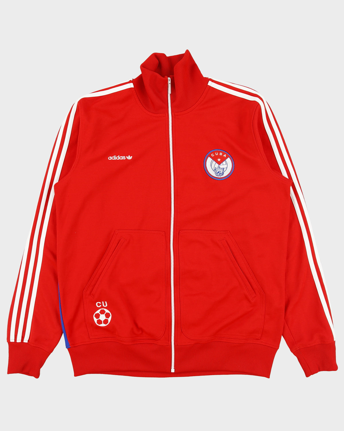 Vintage 2010 Adidas Originals Cuba National Football Embroidered Funnel Neck Flag Track Jacket - L