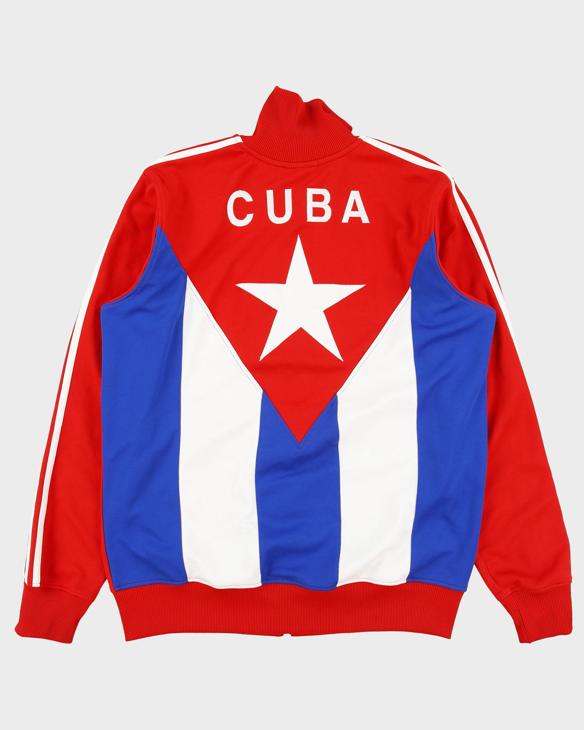 Vintage 2010 Adidas Originals Cuba National Football Embroidered Funnel Neck Flag Track Jacket - L