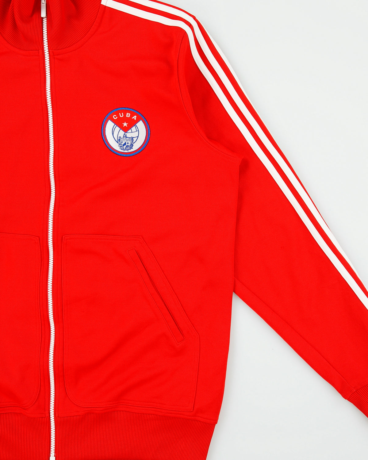 Vintage 2010 Adidas Originals Cuba National Football Embroidered Funnel Neck Flag Track Jacket - L