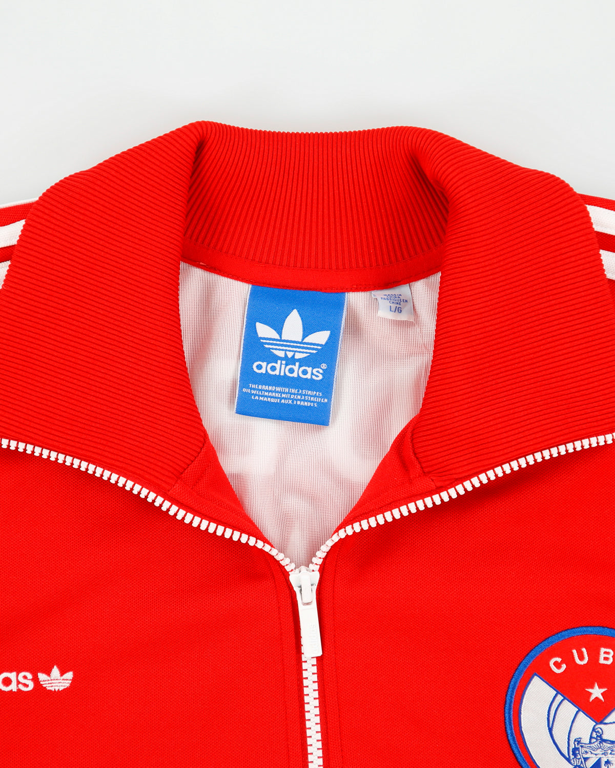 Vintage 2010 Adidas Originals Cuba National Football Embroidered Funnel Neck Flag Track Jacket - L