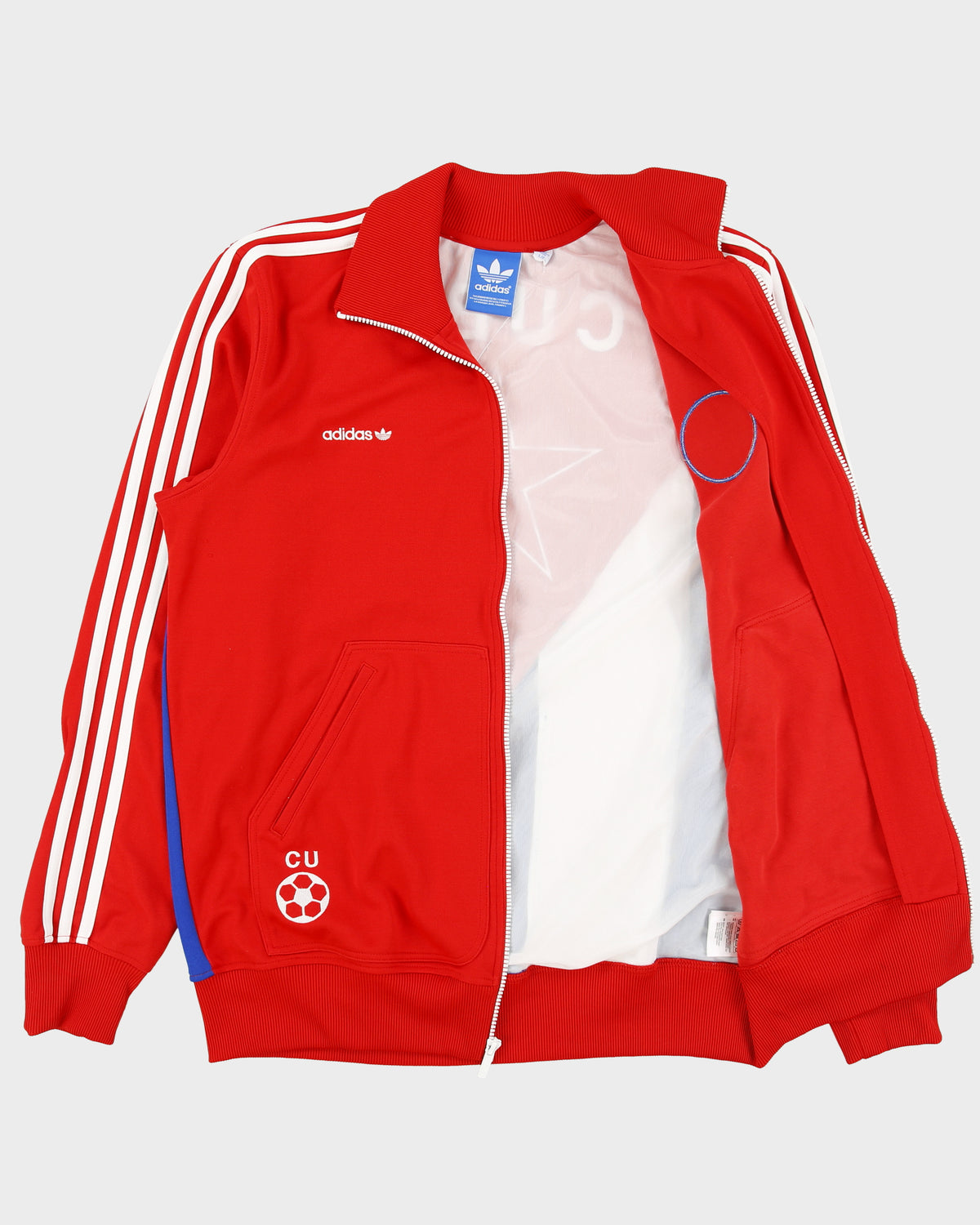 Vintage 2010 Adidas Originals Cuba National Football Embroidered Funnel Neck Flag Track Jacket - L