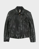 Vintage 1970s Marquis Of London Leather Quilt Lined Made In America Panelled Moto Biker Jacket - M