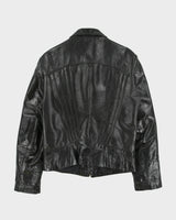 Vintage 1970s Marquis Of London Leather Quilt Lined Made In America Panelled Moto Biker Jacket - M