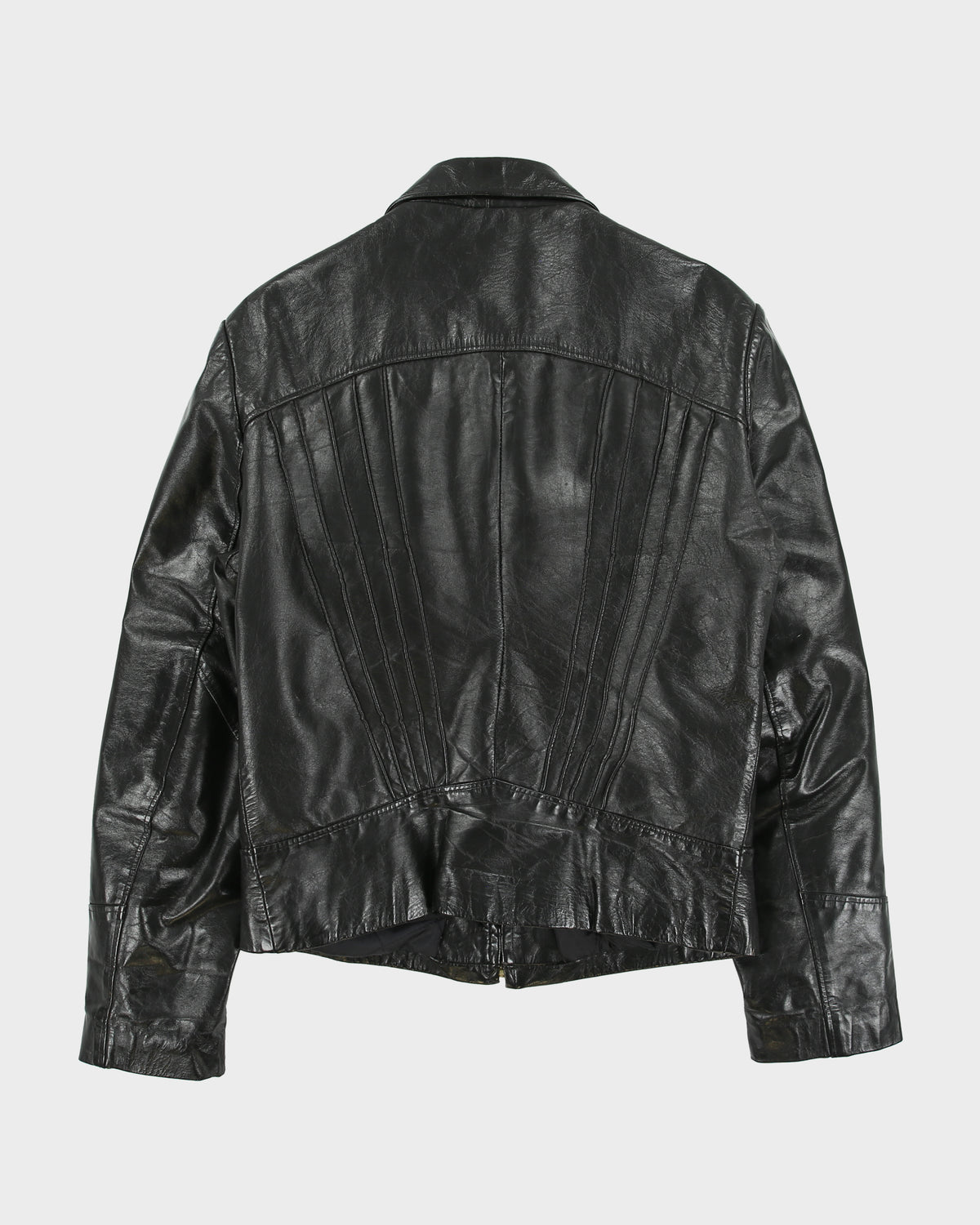 Vintage 1970s Marquis Of London Leather Quilt Lined Made In America Panelled Moto Biker Jacket - M