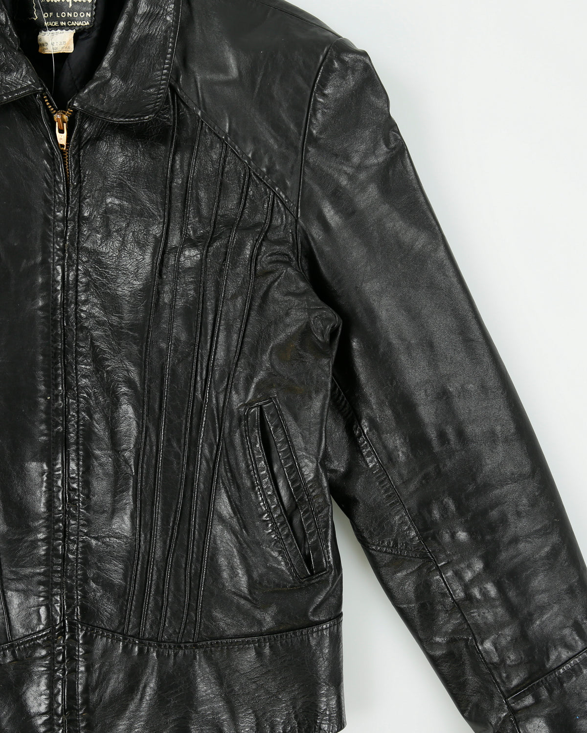 Vintage 1970s Marquis Of London Leather Quilt Lined Made In America Panelled Moto Biker Jacket - M