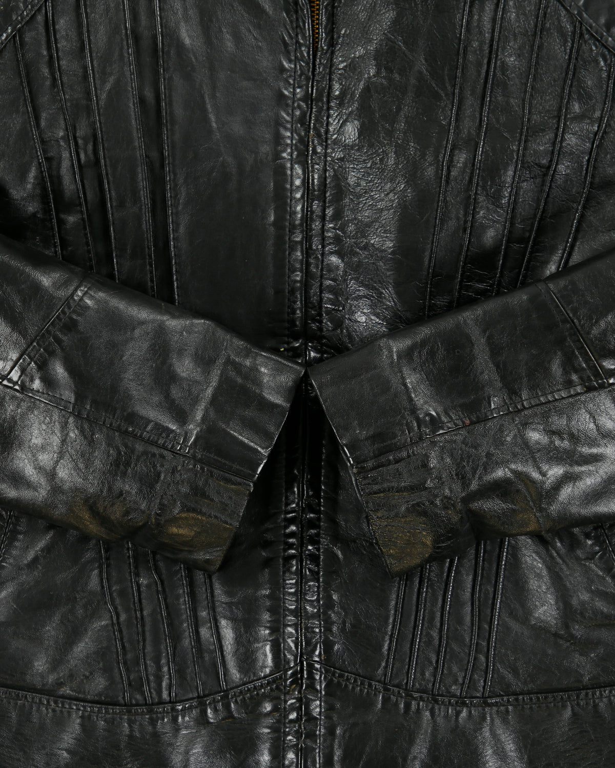 Vintage 1970s Marquis Of London Leather Quilt Lined Made In America Panelled Moto Biker Jacket - M