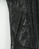 Vintage 1970s Marquis Of London Leather Quilt Lined Made In America Panelled Moto Biker Jacket - M