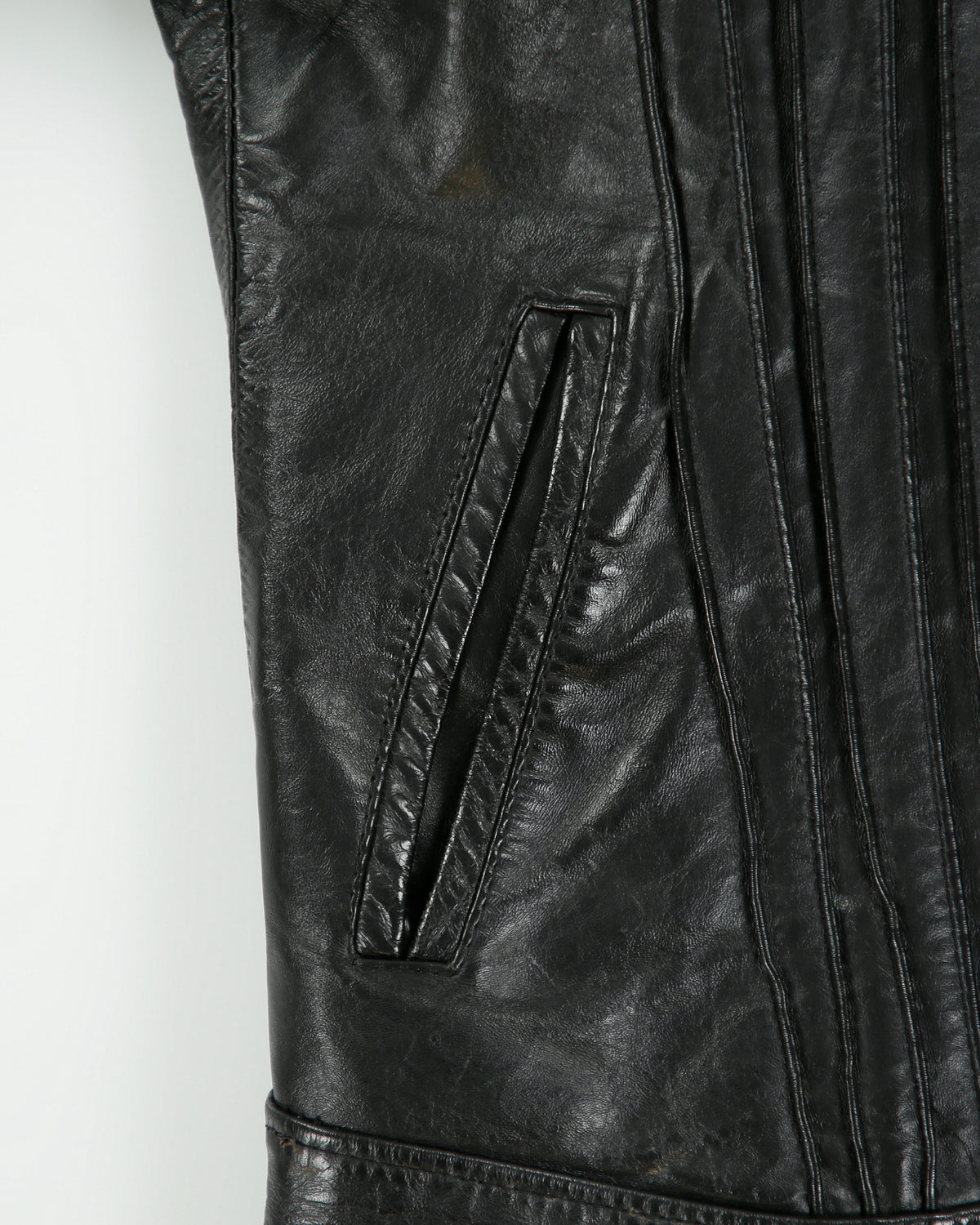Vintage 1970s Marquis Of London Leather Quilt Lined Made In America Panelled Moto Biker Jacket - M