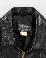 Vintage 1970s Marquis Of London Leather Quilt Lined Made In America Panelled Moto Biker Jacket - M
