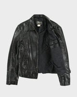 Vintage 1970s Marquis Of London Leather Quilt Lined Made In America Panelled Moto Biker Jacket - M