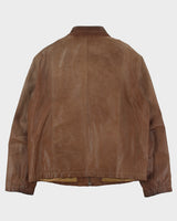 Vintage Y2K 00s Danier Mocha Patina Leather Cafe Racer Moto Jacket - L