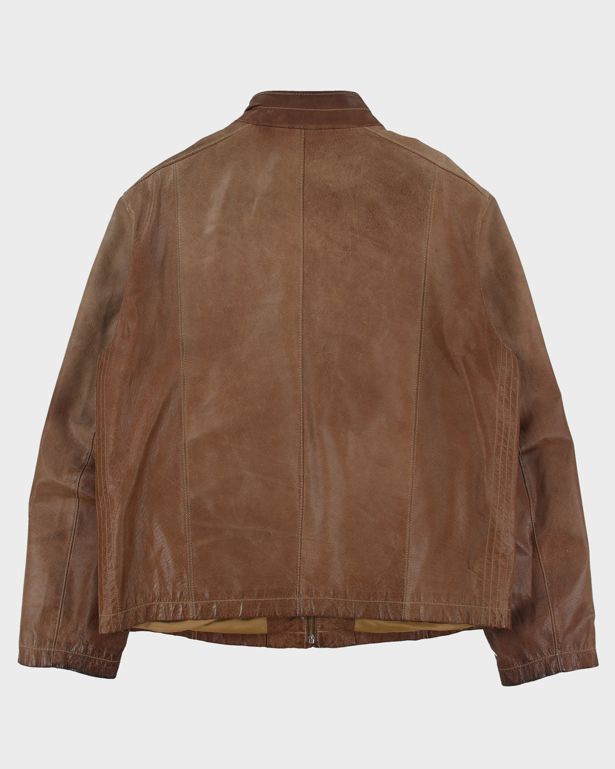 Vintage Y2K 00s Danier Mocha Patina Leather Cafe Racer Moto Jacket - L