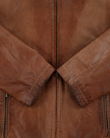 Vintage Y2K 00s Danier Mocha Patina Leather Cafe Racer Moto Jacket - L