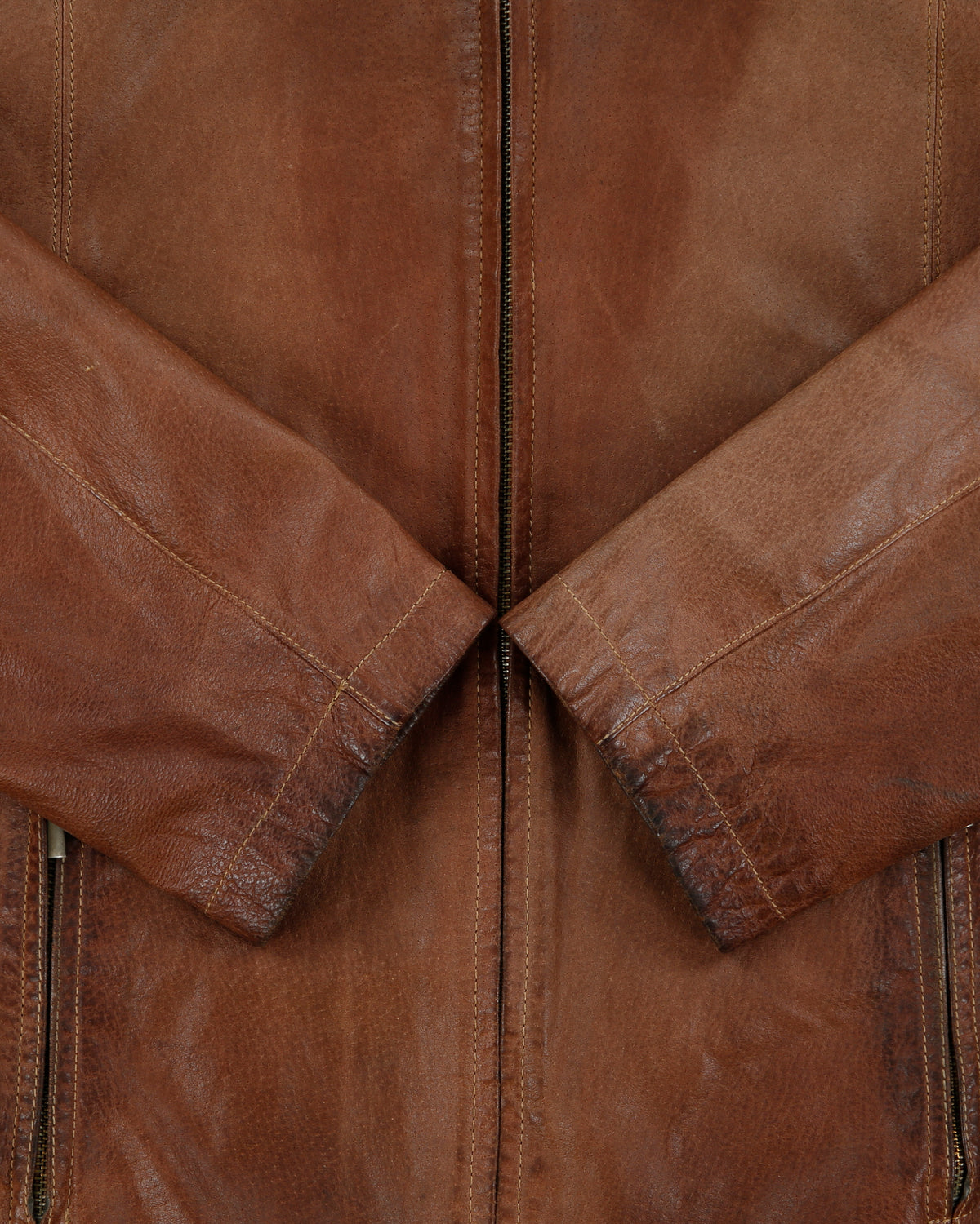 Vintage Y2K 00s Danier Mocha Patina Leather Cafe Racer Moto Jacket - L