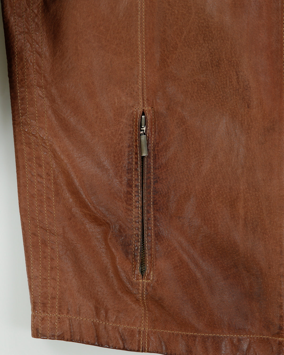 Vintage Y2K 00s Danier Mocha Patina Leather Cafe Racer Moto Jacket - L