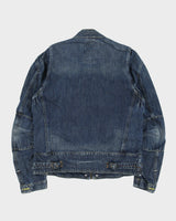 Vintage Y2K 00s G-Star Raw 96 Elwood Denim Patch Cafe Racer Moto Jacket - L