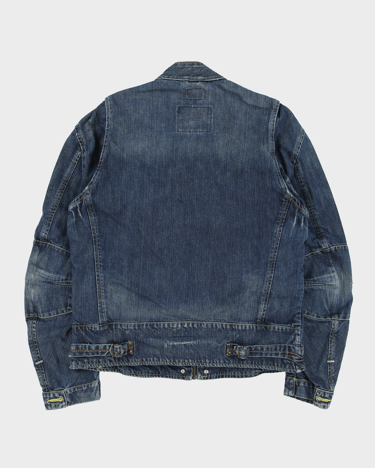 Vintage Y2K 00s G-Star Raw 96 Elwood Denim Patch Cafe Racer Moto Jacket - L