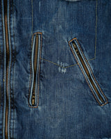 Vintage Y2K 00s G-Star Raw 96 Elwood Denim Patch Cafe Racer Moto Jacket - L