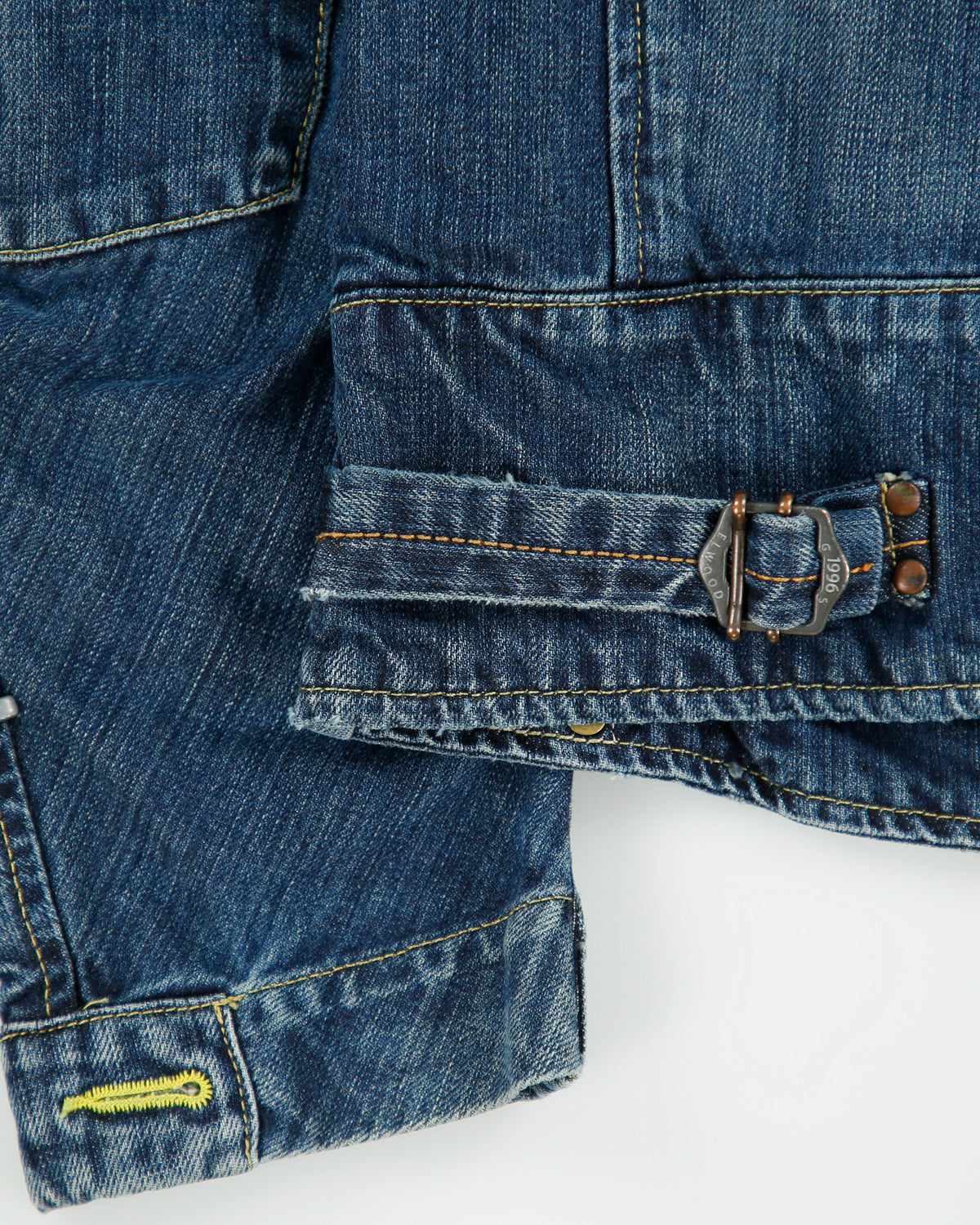 Vintage Y2K 00s G-Star Raw 96 Elwood Denim Patch Cafe Racer Moto Jacket - L