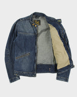 Vintage Y2K 00s G-Star Raw 96 Elwood Denim Patch Cafe Racer Moto Jacket - L