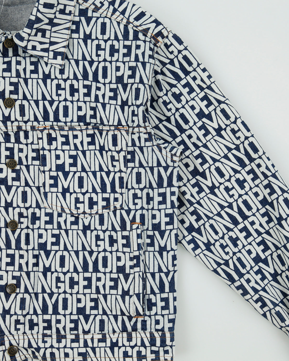 Fall 2018 Opening Ceremony Monogram Snap Button Denim Trucker Jacket - XS
