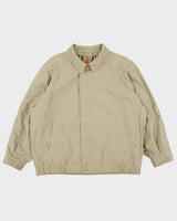 Vintage 1990s Burberry Khaki Canvas Nova Check Lined Boxy Harrington Jacket - L