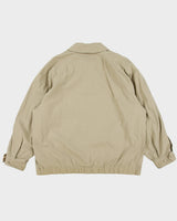 Vintage 1990s Burberry Khaki Canvas Nova Check Lined Boxy Harrington Jacket - L