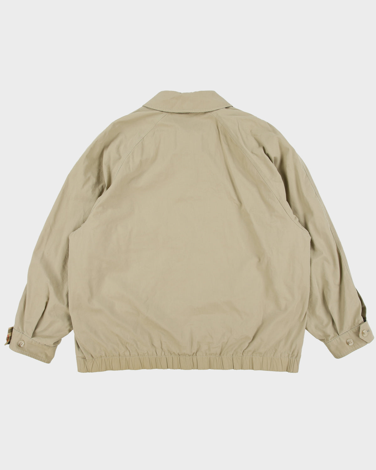 Vintage 1990s Burberry Khaki Canvas Nova Check Lined Boxy Harrington Jacket - L