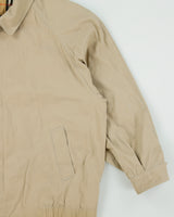 Vintage 1990s Burberry Khaki Canvas Nova Check Lined Boxy Harrington Jacket - L