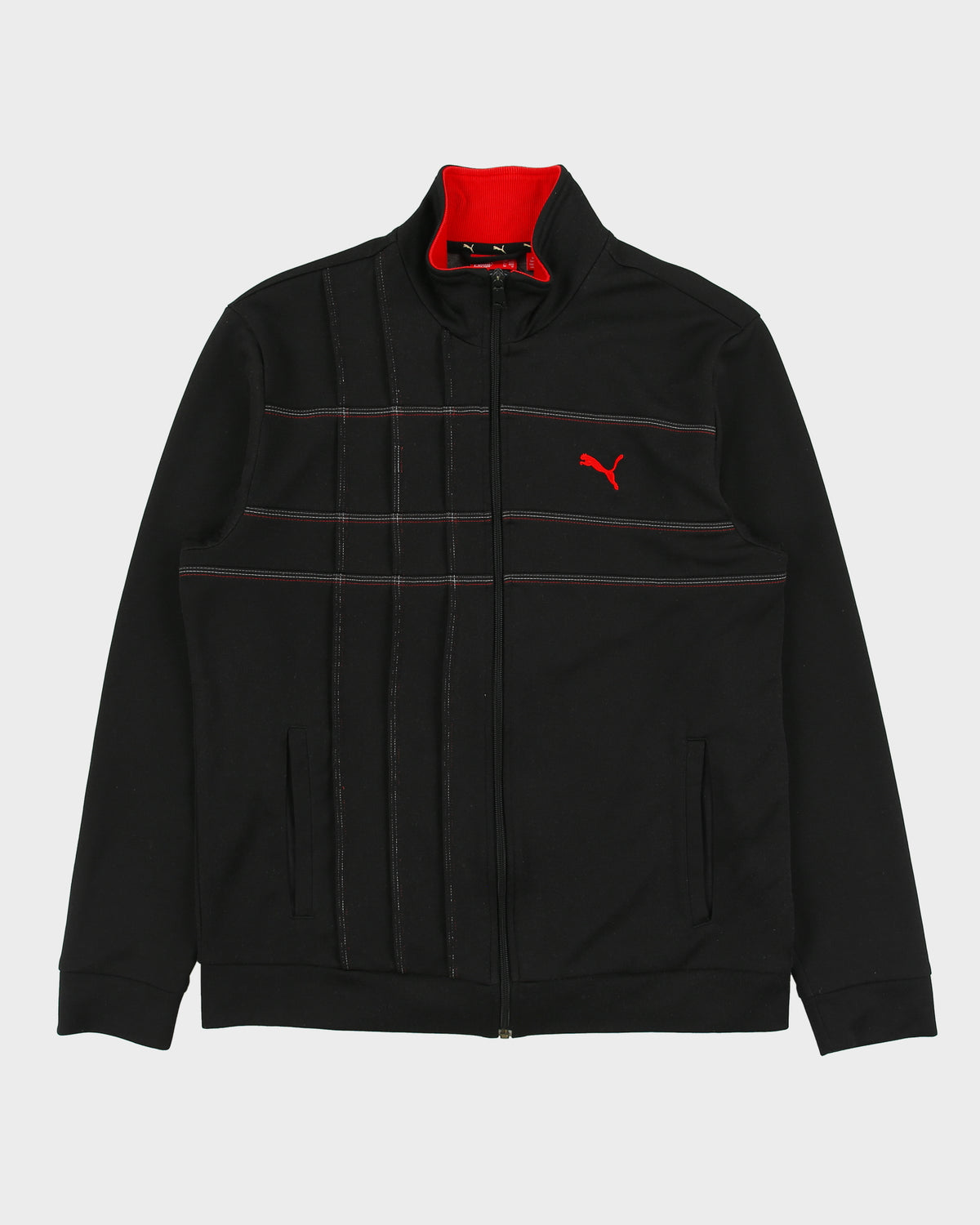 Vintage Y2K 00s Puma Contrast Stitch Pleated Check Funnel Neck Track Jacket - M