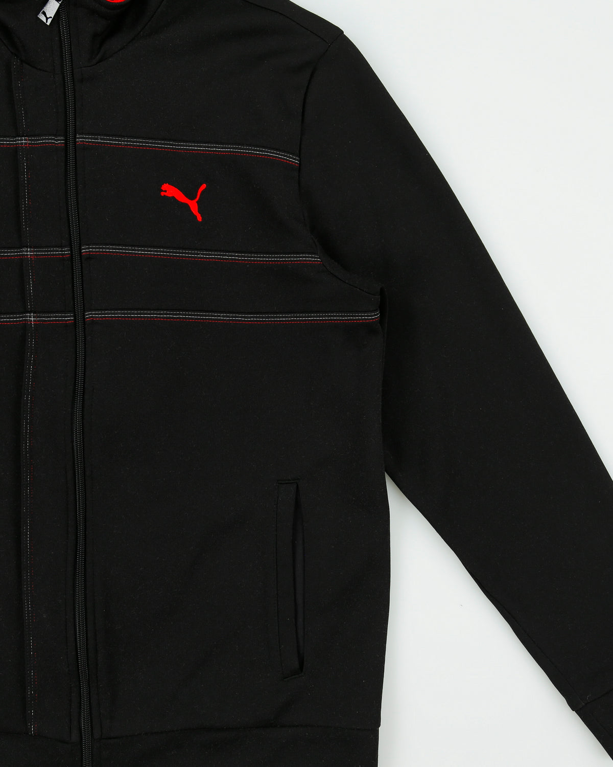 Vintage Y2K 00s Puma Contrast Stitch Pleated Check Funnel Neck Track Jacket - M