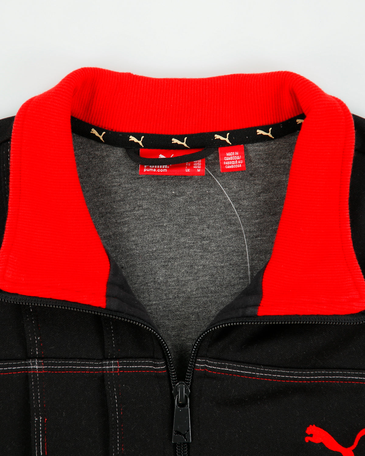 Vintage Y2K 00s Puma Contrast Stitch Pleated Check Funnel Neck Track Jacket - M