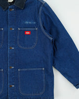 Vintage Y2K 00s Dickies Blanket Lined Contrast Stitch Indigo Denim Chore Jacket - L