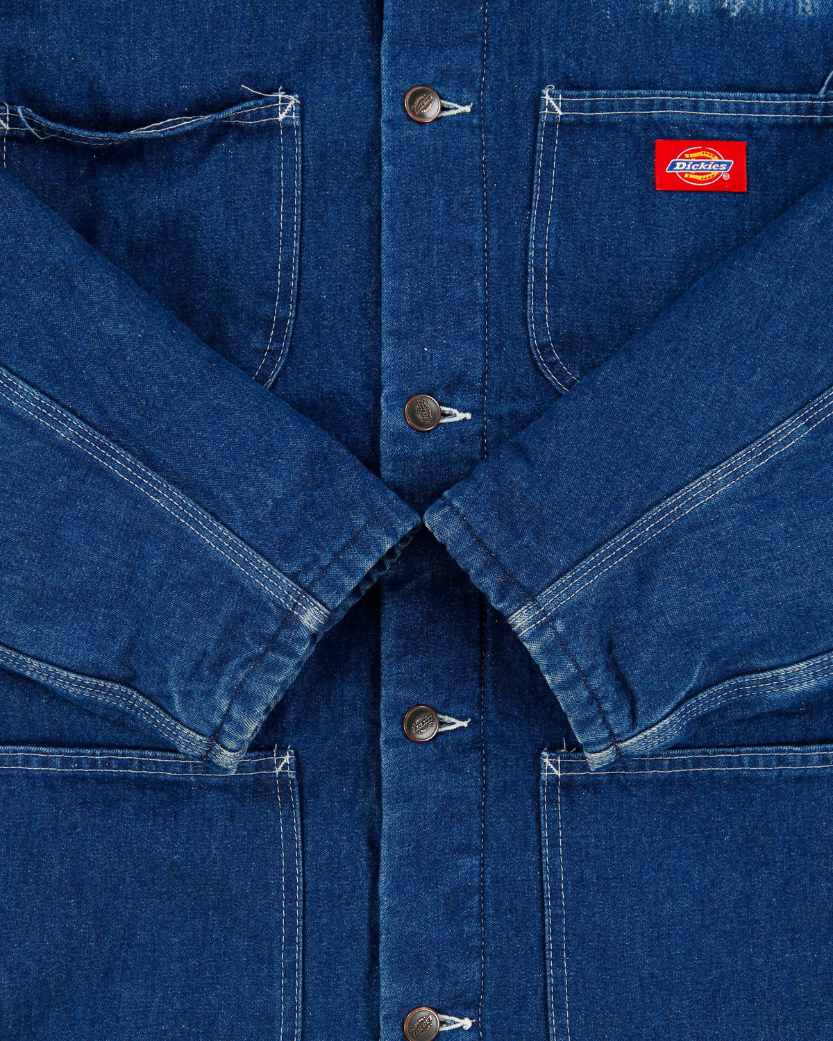 Vintage Y2K 00s Dickies Blanket Lined Contrast Stitch Indigo Denim Chore Jacket - L