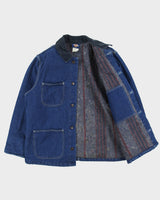 Vintage Y2K 00s Dickies Blanket Lined Contrast Stitch Indigo Denim Chore Jacket - L