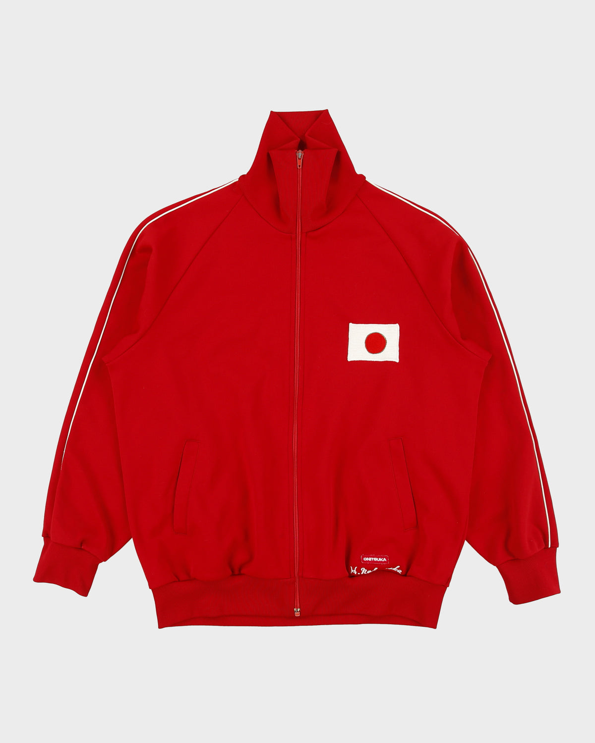 Vintage 1970s Onitsuka Tiger Team Japan Embroidered Funnel Neck Track Jacket - L