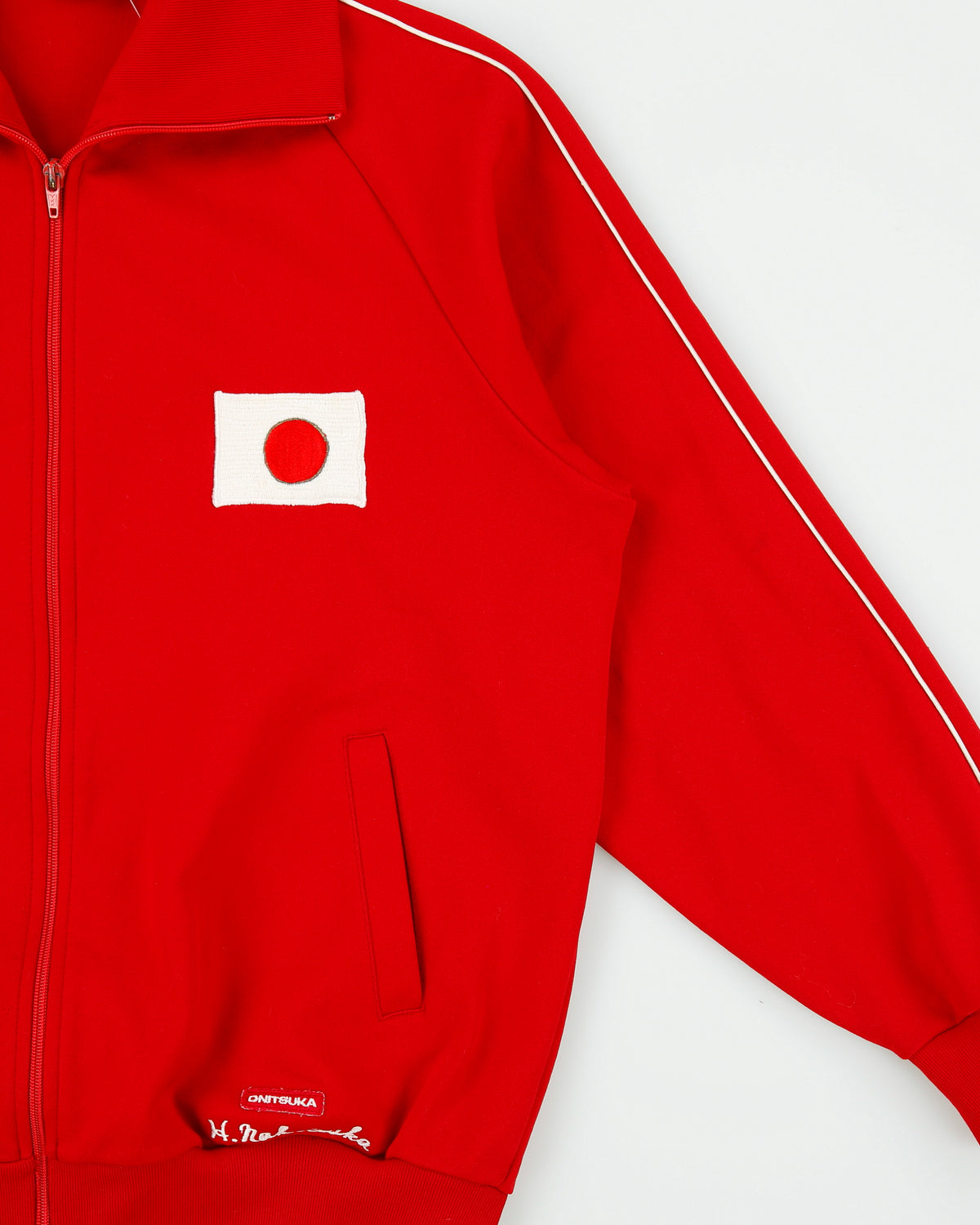 Vintage 1970s Onitsuka Tiger Team Japan Embroidered Funnel Neck Track Jacket - L