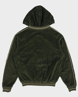 Vintage Roberto Cavalli Gym Moss Velour Hooded Track Bomber Jacket - L