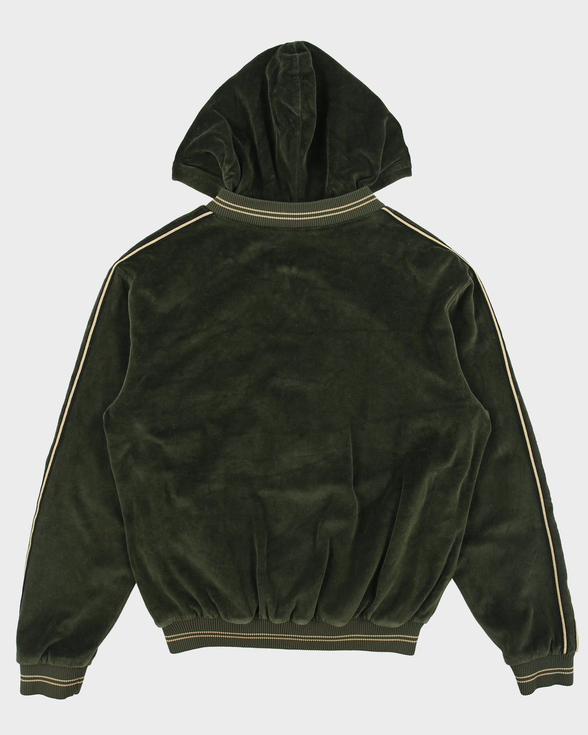 Vintage Roberto Cavalli Gym Moss Velour Hooded Track Bomber Jacket - L