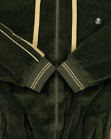 Vintage Roberto Cavalli Gym Moss Velour Hooded Track Bomber Jacket - L