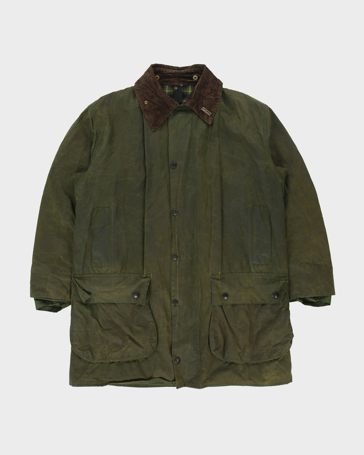 Vintage Y2K 00s Barbour Border Tartan Lined Made In England Waxed Jacket - XL