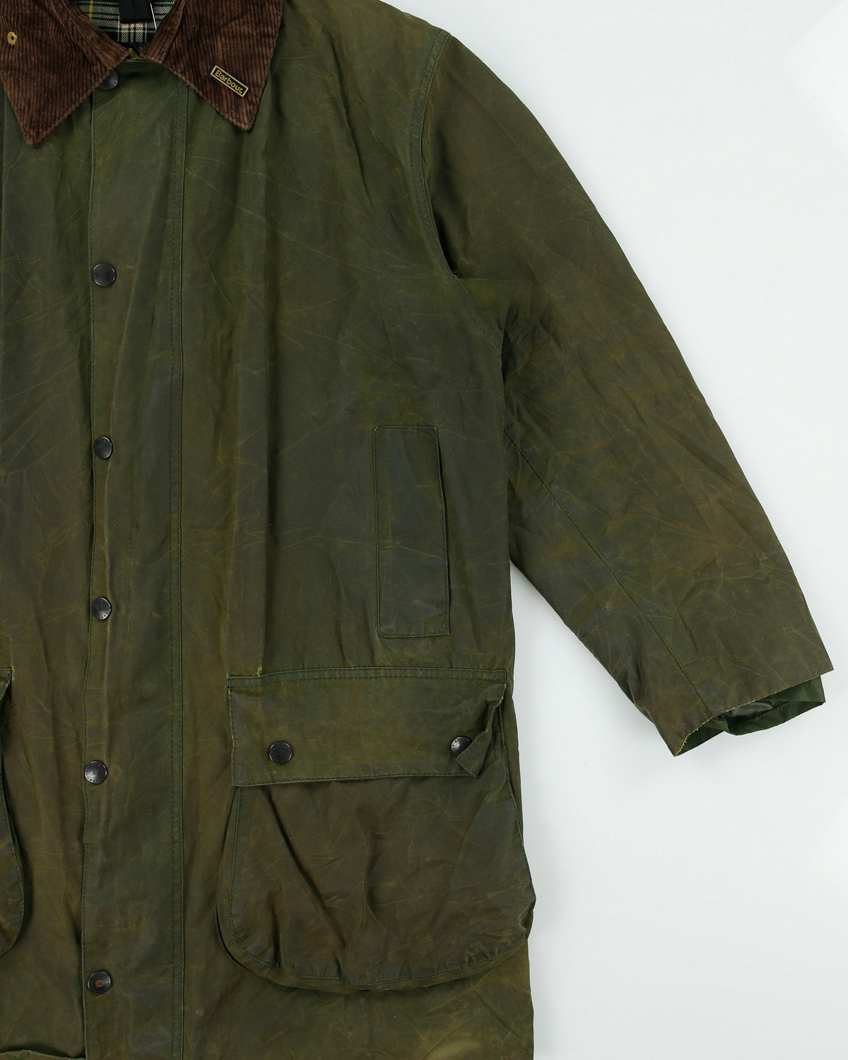 Vintage Y2K 00s Barbour Border Tartan Lined Made In England Waxed Jacket - XL
