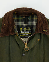 Vintage Y2K 00s Barbour Border Tartan Lined Made In England Waxed Jacket - XL