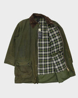 Vintage Y2K 00s Barbour Border Tartan Lined Made In England Waxed Jacket - XL